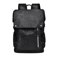 Sac à dos pour ordinateur portable style coréen pour hommes, grande capacité, interface USB, personnalité tendance, polyester tendance et imperméable pour étudiants