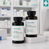 Flacon rond en PET ambré durable, écologique, personnalisable, conteneur pour capsules, 200 ml, pour l'emballage de médicaments en comprimés