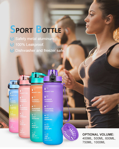 Biểu tượng tùy chỉnh một tay mở BPA miễn phí rò rỉ bằng chứng tái chế tập thể dục chai thể thao phòng tập thể dục nhựa motivational chai nước - Product Image 2