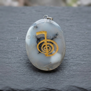 Pendentif en Agate, charme de guérison Reiki, plaqué or, bijoux bohèmes vintage unisexes avec strass, cadeau - Product Image 3