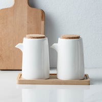 Japanese Style Ceramic Seasoning & Condiment Set with Spout for Kitchen Use Oil Soy Sauce Vinegar Salt