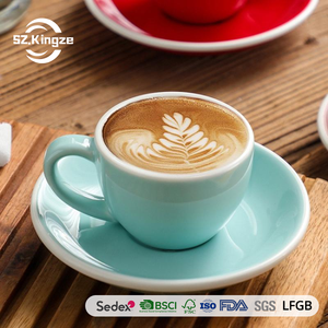 Kingze Cadeaux souvenirs de Noël personnalisés 75ml Ensemble tasse à thé et soucoupe café arabe cappuccino <span class=keywords><strong>latte</strong></span> coloré - Product Image 1