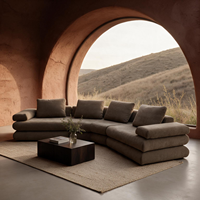Ensemble de canapés modulaires semi-circulaires VERNSSY en cuir véritable avec coussin en éponge haute densité, dossier extensible, minimalisme italien