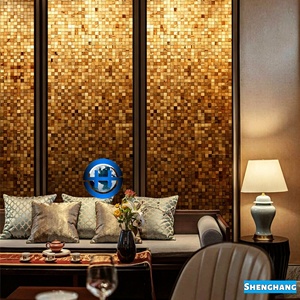 Solid Wood Mosaic Panel Natural Pine Wood Mosaic Panel Tile Random <strong>Plank</strong> Pattern Wall Covering for Cafe Restaurant Bar Counter - Product Image 2