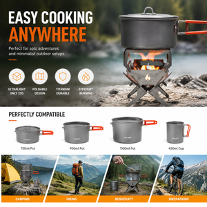 Vente flash - Réchaud à bois en titane ultraléger pliable pour le camping, réchaud portable mini pour la randonnée - Product Image 5