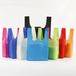 Multicolor Customized Eco Friendly Foldable Reusable NonWoven T-shirt Bag For Shopping Non Woven Vest Bag