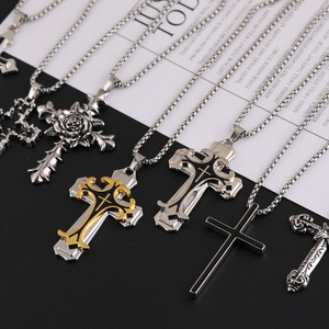 Collier Croix en Acier Inoxydable Unisexe, Pendentif DIY, Accessoire de Bijouterie, Style Hip Hop, Simple, Polyvalent, Tendance, Marque Privée - Product Image 2