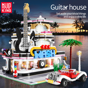 Mouldking casa de guitarra com led, 2168 peças, modelos de construção de cidades, moc, casa com luzes led, conjunto de blocos de <span class=keywords><strong>lepining</strong></span>, tijolos, crianças, brinquedos - Product Image 4