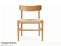 Chaise de salle à manger en chêne massif blanc avec assise en corde de papier tressée et dossier incurvé, chaise d'appoint en bois pour salle à manger et hôtel