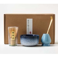 Nouveau coffret cadeau Matcha à la mode comprenant un bol à Matcha et un support de Chasen Fouet en bambou avec cuillère à thé Tamis en métal 6pcs Outils Matcha