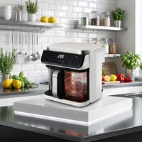 Friteuse à air 5,5 L 1500 W multifonction avec contrôle tactile, panier en verre, cuisson rapide, pour comptoir, coffret cadeau, compatible OEM