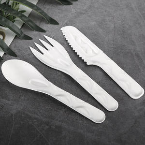 100%, utensilios de pulpa de papel biodegradables compostables de alta resistencia, juego de cubiertos desechables de bagazo de caña de azúcar, cuchillo, cuchara y tenedor - Product Image 2