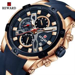 REWARD 83016M Man Wristwatch Luxury Sport <b>Men</b> <b>Quartz</b> <b>Watch</b> For <b>Men</b> Chronograph Silicone Waterproof Luminous Date <b>Men's</b> <b>Watches</b> - Product Image 1