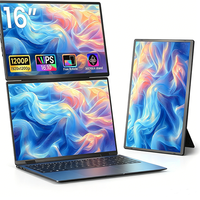 Moniteur double écran 16 pouces 1200P FHD, écran externe double pour les voyages avec support pour Windows/Mac/Android/Chrome