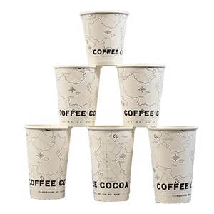 Disposable Biodegradable Cup Carton 12 oz Hot Insulated Coffee Paper Cup With Lid