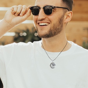 925 Sterling Silver 18 + 2 inch da chuỗi bào ngư Shell Celtic Knot Moon & Rồng Mặt Dây chuyền vòng cổ cho nam giới - Product Image 4