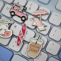 Autocollant de téléphone en émail souple personnalisé, style vacances d'été, thème plage, surf, dessin animé arabe, pour design café glacé