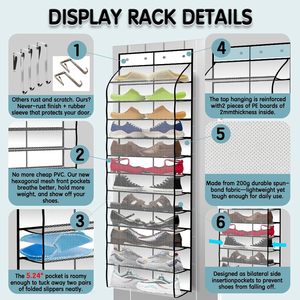 Over The Door Shoe Organizer 12 Pockets Breathable Mesh Hanging Storage For Shoes Behind Doors On Walls - Product Image 3