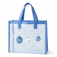 Sacs fourre-tout de shopping en PVC transparent, personnalisables, imprimés, imperméables, pour cadeaux de Noël, avec poignée durable