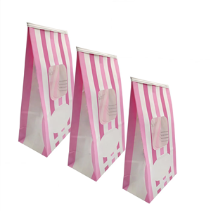 Sacs en papier personnalisés avec logo pour pop-corn, biscuits, pain, snacks, croissants, avec fermeture à lien métallique et fenêtre - Product Image 5