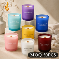 Bougie parfumée en cire de soja LF Luxury 315ml en pot de verre, senteurs Océan, Coton, Ambre, Rose, Cèdre, Fumée, Aromathérapie, Fêtes, Diwali, Usage privé