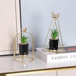 2408 guxiang simulación maceta suculenta Decoración Luz lujo <span class=keywords><strong>hierro</strong></span> arte marco geométrico planta verde hogar porche vela Ho - Product Image 4