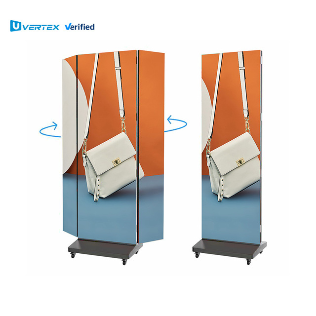 Trifold LED Poster Screen Double-Sided Three-Fold Electronic Display with Animation Cloud-Based CMS Indoor Use