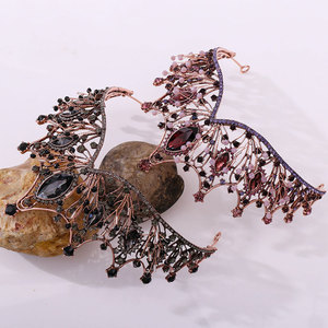 Corona da Sposa <span class=keywords><strong>Tiara</strong></span> Barocca Retrò in Rame Nero, Copricapo per Matrimonio, Fidanzamento, Anniversario, Compleanno, <span class=keywords><strong>Regina</strong></span> - Product Image 6