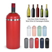 Porte-canette en acier inoxydable avec logo personnalisé, 25 oz, revêtement en poudre, refroidisseur à vin, adapté à la plupart des bouteilles de vin et de champagne