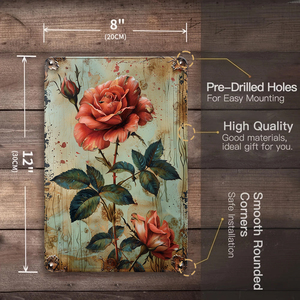 <span class=keywords><strong>Plaque</strong></span> murale décorative en métal rustique à motif floral (tournesol, rose, marguerite, hortensia) pour la maison, la <span class=keywords><strong>cuisine</strong></span>, thème jardin vintage - Product Image 5