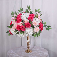 NINI Boule de fleurs artificielle rose et blanche en soie pour décoration de mariage, de scène, d'hôtel et de la Saint-Valentin