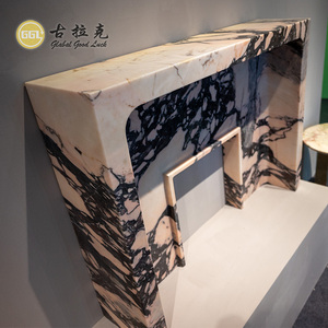 Manto envolvente de chimenea de mármol de pared de mármol blanco de piedra natural - Product Image 4