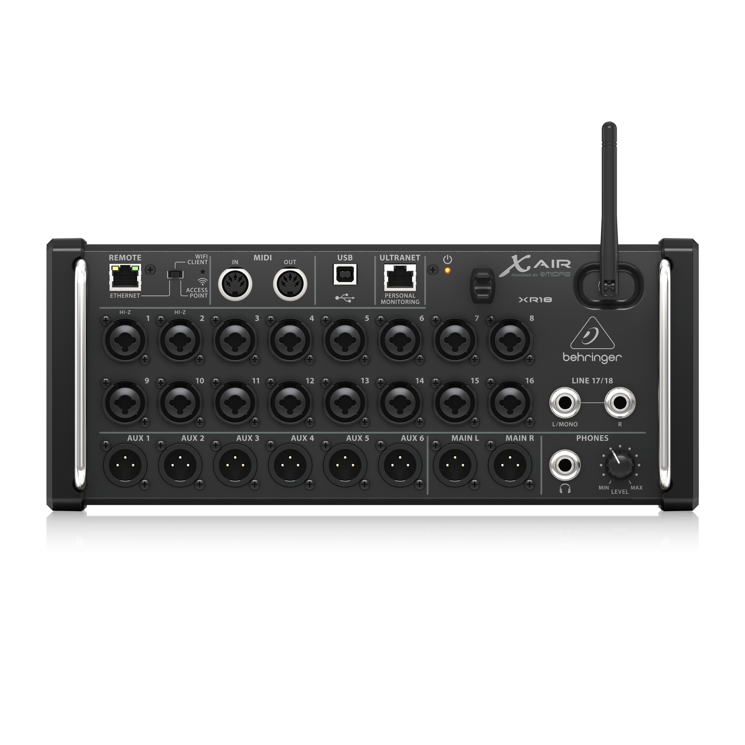 Behringer XR18 панель микшера, аудиозапись, студийный звук, Carde DJ, звуковой микшер, аудиомикшер, консоль
