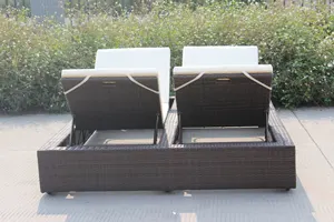 All Weather Beach Sunbed Rattan Outdoor Resort Pool Deck Tumbona Doble