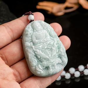 Colgante de Jadeíta Natural con Dragón Chino y Buda, Joyería para Hombre, Estilo Budista Chino, Regalo con Certificado de Tasación FG48 - Product Image 3