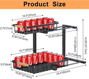 Ménage 2 Niveaux Réglable Tiroir Armoire De Cuisine <span class=keywords><strong>Sous</strong></span> L'évier Salle De Bains <span class=keywords><strong>Placard</strong></span> <span class=keywords><strong>Organisateur</strong></span> Étagère Rack Avec Tiroirs Coulissants - Product Image 4