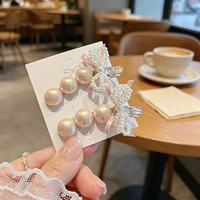 Barrettes à cheveux coréennes de luxe léger avec perles, pinces latérales à nœud pour filles, accessoires de coiffure