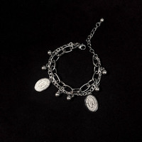 Sseesy Pulsera Custom Hart Charme Cubaanse Schakel Ketting Kruis Armband Dubbele Lagen Jesus Verzilverde Armband Valentines Dag Cadeau