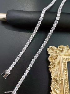 Collier tennis en or véritable 14 carats avec diamants Moissanite de 4 mm, design chaîne en or pour filles, bracelet tennis - Product Image 3