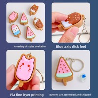 FUSEJOY Bestseller transfrontalier, Pendentif porte-clés en PLA imprimé en 3D, Série petite glace rose et verte, Clickers pour sac à dos