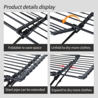 Séchoir à linge métallique robuste pliable et extensible avec ailes pour le séchage des vêtements et des serviettes