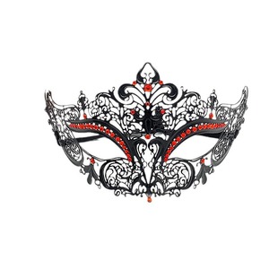 Masque de mascarade pour femme, accessoire de fête d'Halloween, demi-masque doré pour adulte, en métal ajouré avec strass incrustés - Product Image 5