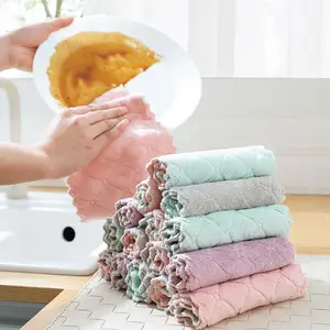 Absorbent dishwashing cloth thickened table towel kitchen is not easy to stain with oil clean rag hand towel