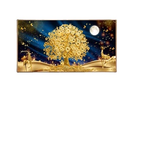 Nouvelle <span class=keywords><strong>Peinture</strong></span> sur Verre de Grande Taille, Motif Arbres Jaunes, <span class=keywords><strong>Aquarelle</strong></span> Moderne sur Toile, <span class=keywords><strong>Paysage</strong></span> pour Décoration de Salon - Product Image 1