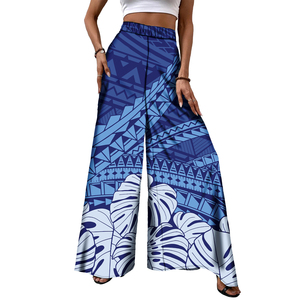 <span class=keywords><strong>Pantaloni</strong></span> da <span class=keywords><strong>donna</strong></span> a <span class=keywords><strong>vita</strong></span> alta <span class=keywords><strong>con</strong></span> stampa tribale polinesiana samoana, a gamba larga, vestibilità ampia, per la spiaggia, taglie forti - Product Image 3