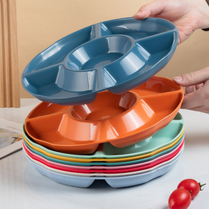 Plato dividido de paja de trigo, popular plato de plástico, plato redondo para la cena, plato para dulces, plato para frutos secos y aperitivos, plato para frutas - Product Image 1