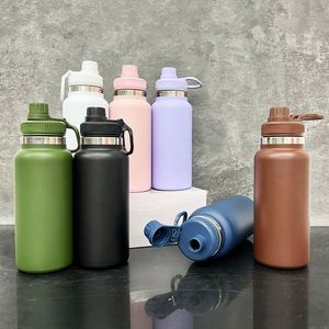 Bouteille d'eau isotherme portable en acier inoxydable à large ouverture, revêtement poudré écologique, 32 oz, avec bec verseur - Product Image 4