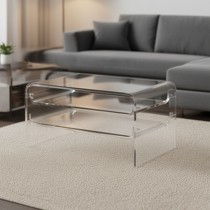 Modern Acrylic 2-Tier <b>Coffee</b> <b>Table</b> 19.7 X 31.5 X 15 Clear Living Room Furniture - Product Image 2