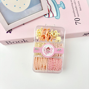 Hair Ties Set With Clips And Bands For Girls <b>Soft</b> Elastic Cute Cartoon Design Daily Use Five Compartment <b>Box</b> - Product Image 4