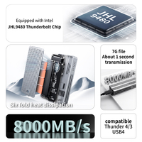Rihao Thunderbolt 5 penutup Ssd 80Gbps Thunderbolt kompatibel 5/4/3/USB4 Solid State Drive Box eksternal Mac